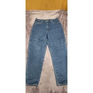 LL Bean Mens Jeans Fits 32x28* Blue Flannel Lined Straight Leg Medium Wash Zip